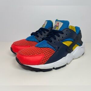 Youth Nike Huarache Run 'Red Yellow Blue' BQ7097-600 size 5.5Y